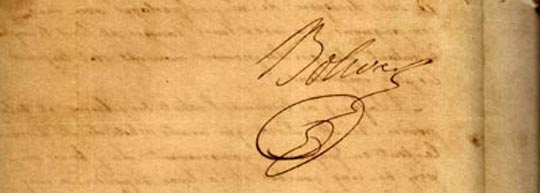 Firma de Bolivar en la Carta de Jamaica